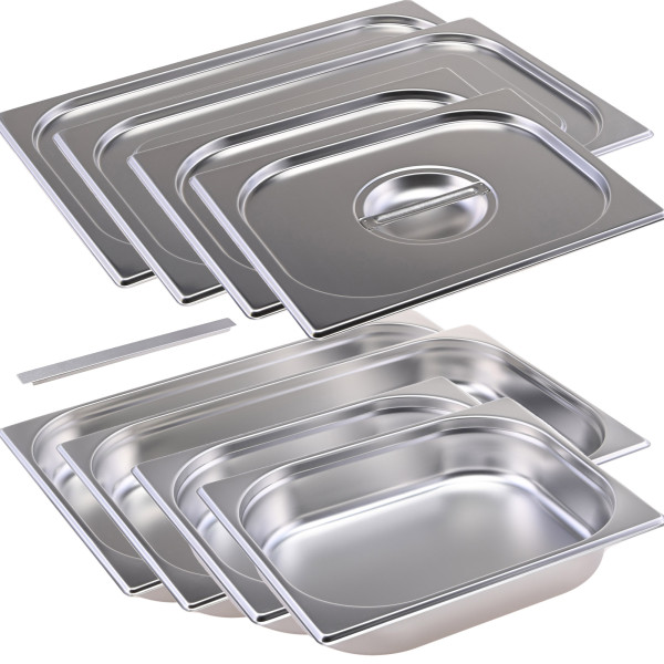 Catering - Chafing Dish - GN Behälter Komplettset mit Deckeln (ohne Löffelaussparung)