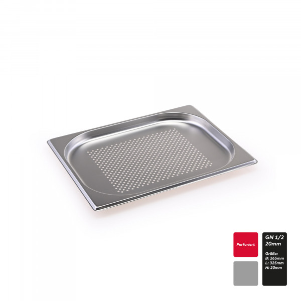 GN Behälter Gastronorm 1/2 perforiert gelocht Edelstahl 65 mm - 200 mm Tiefe