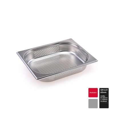 Produktbild von GN-Behälter 2/3 – Gelocht / Perforiert – 354x325x200 Mm – Edelstahl EN 631 – Zum Abtropfen & Entwässern In Der Gastro