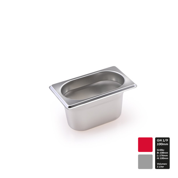 GN Behälter Gastronorm 1/9 Edelstahl 65 mm - 150 mm Tiefe