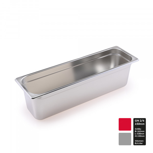 GN Behälter Gastronorm Edelstahl 2/4 20 mm - 150 mm Tiefe