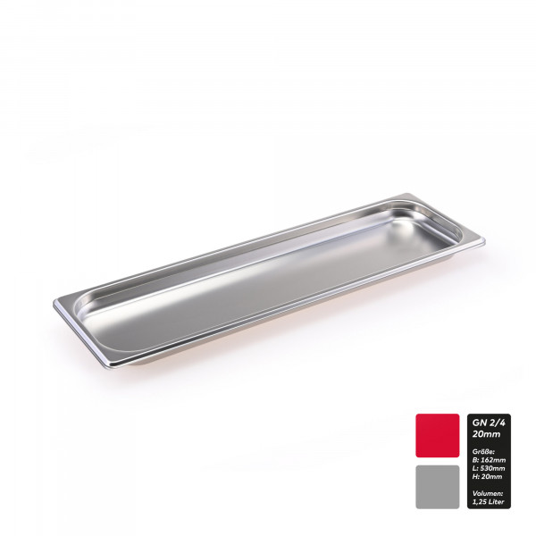 GN Behälter Gastronorm Edelstahl 2/4 20 mm - 150 mm Tiefe
